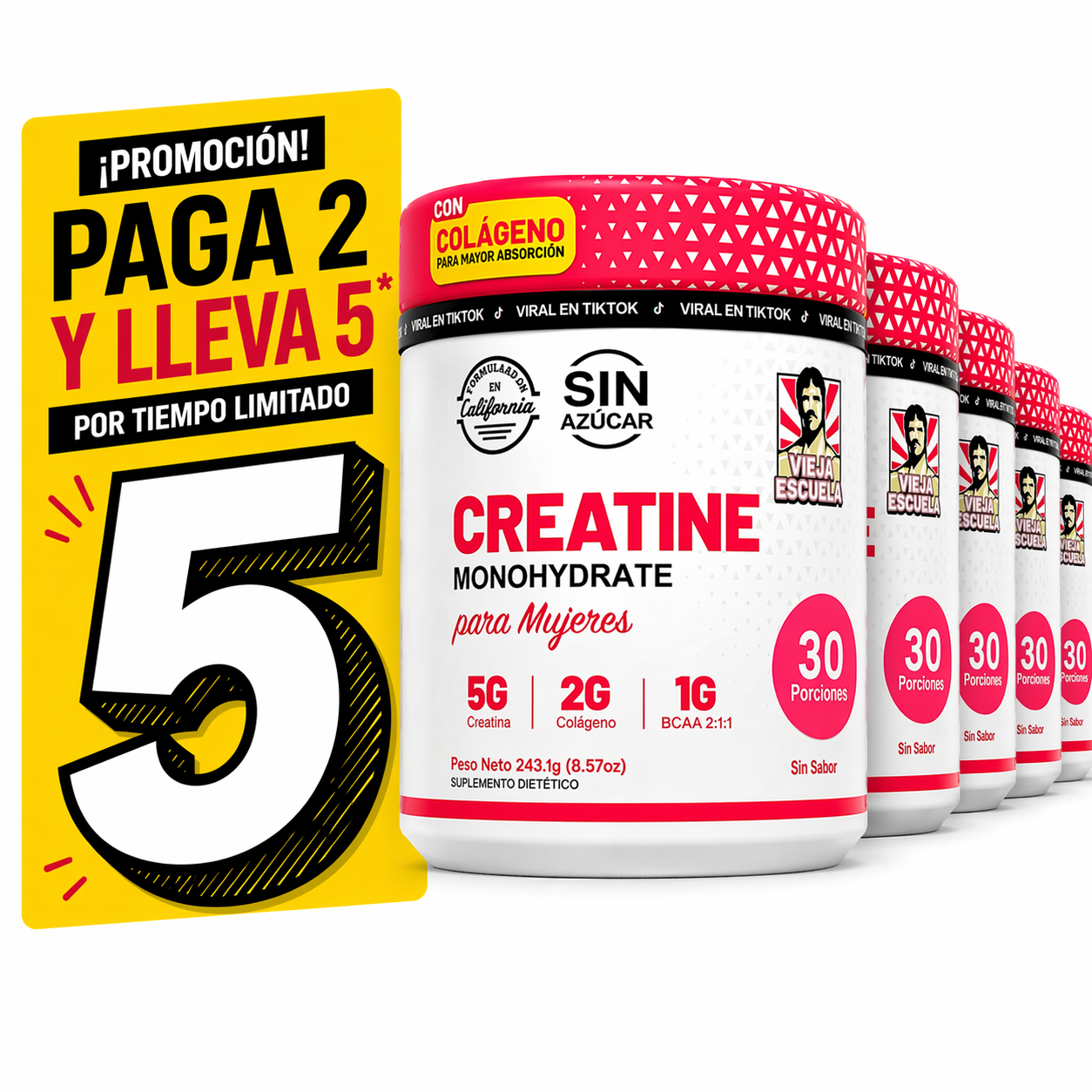 OFERTA 2X1 | Creatina + Colágeno + BCAA - Más Fuerza y Definición Femenina