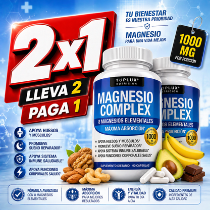 OFERTA 2X1 - Magnesio Complex™ 8 en 1 | Equilibrio Corporal Completo 1000mg