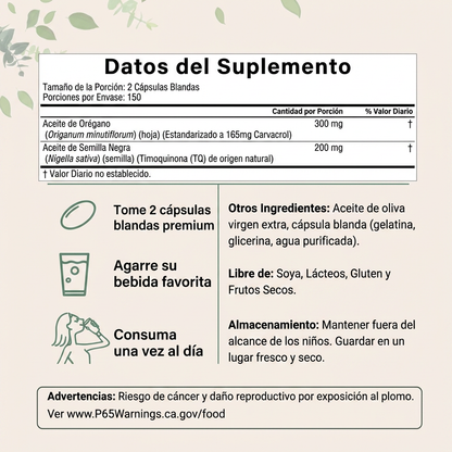 Aceite de Orégano + Semilla Negra | Defensas y Equilibrio Intestinal