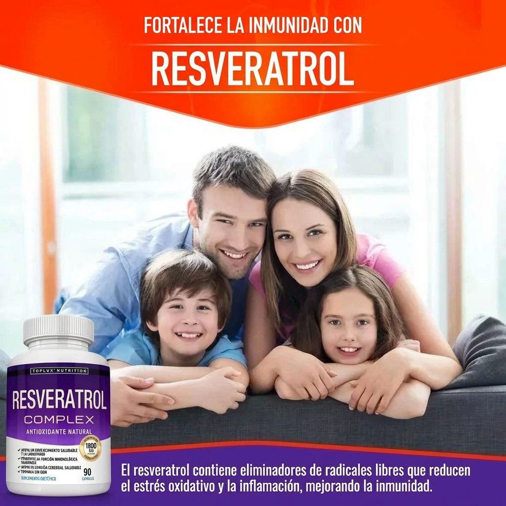Resveratrol 1800mg - Bienestar, Energía y Anti-Edad | El Antioxidante Natural Más Buscado